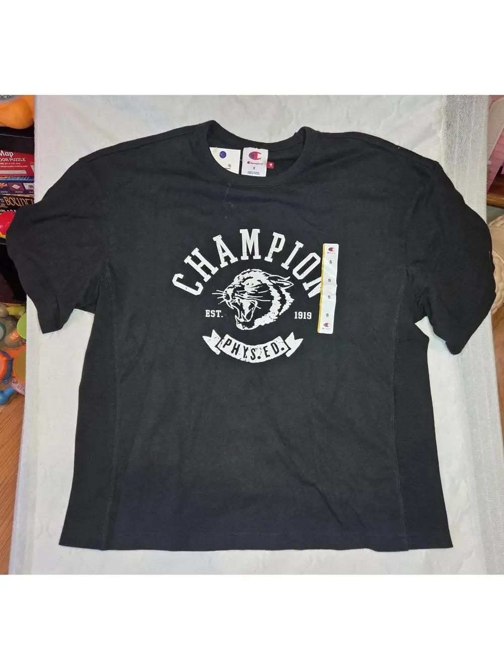 Champion Black Graphic T-Shirt with Phys. Ed. Print - Picture 1 of 4